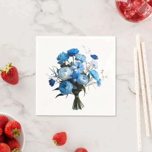 Blauwe en witte bloemen Kaart Servet (Insitu)