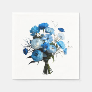Blauwe en witte bloemen Kaart Servet