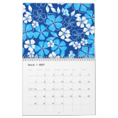Blauwe en witte bloemen kalender (Mar 2027)