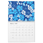 Blauwe en witte bloemen kalender (Feb 2027)