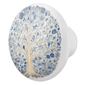 Blauwe en Witte Bloemen Keramische Knob met Boom Knop (Rechts)