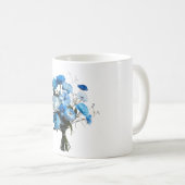 Blauwe en witte bloemen koffiemok (Voorkant rechts)