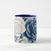 Blauwe en witte bloemen mok (Midden)