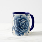 Blauwe en witte bloemen mok (Voorkant rechts)