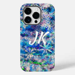 Blauwe en Witte Bloemen of Snowflakes Case-Mate iPhone 14 Pro Hoesje