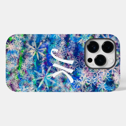 Blauwe en Witte Bloemen of Snowflakes Case-Mate iPhone Case (Achterkant (horizontaal))