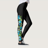 Blauwe en witte bloemen op wijnstokken Leggings (Rechts)