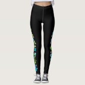 Blauwe en witte bloemen op wijnstokken Leggings (Voorkant)