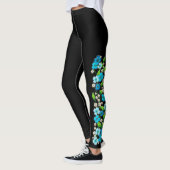 Blauwe en witte bloemen op wijnstokken Leggings (Links)