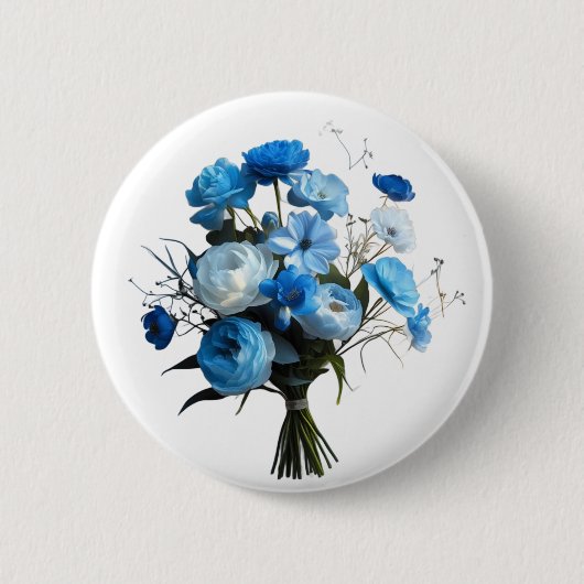 Blauwe en witte bloemen ronde button 5,7 cm (Voorkant)