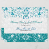 Blauwe en witte  bloemen - sparen de Datum Kaart (Voorkant / Achterkant)