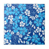 Blauwe en witte bloemen tegeltje (Voorkant)