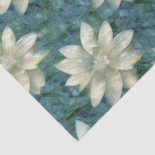 Blauwe en witte bloemen tissuepapier (Detail)