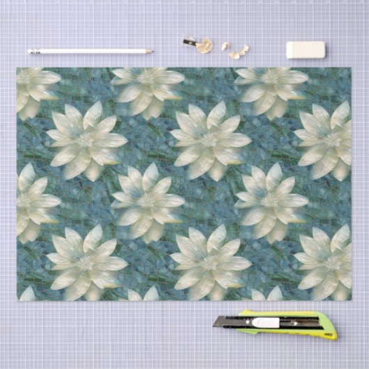 Blauwe en witte bloemen tissuepapier (Craft)