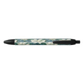 Blauwe en witte bloemen zwarte inkt pen (Achterkant)