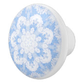 Blauwe en witte bloemencaleidoscoop keramische knop (Rechts)