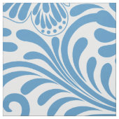 Blauwe en witte bloemwervelingen en vlinders stof (Swatch)