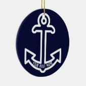 Blauwe en witte boat Anchor Ornament (Rechts)