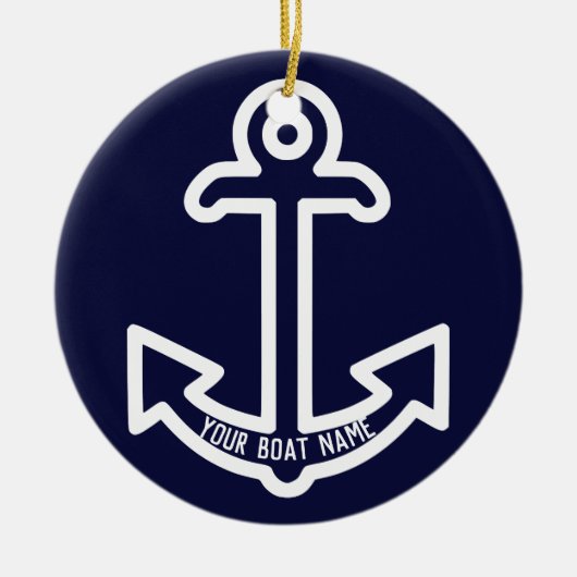 Blauwe en witte boat Anchor Ornament (Voorkant)