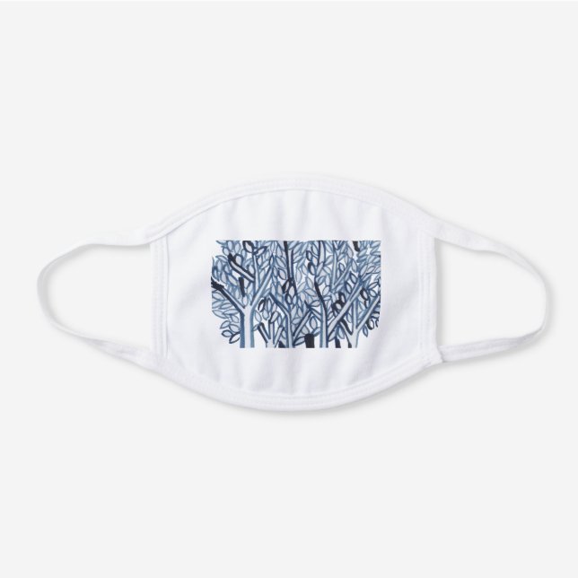 Blauwe en witte bomen en bladeren Abstract Casual (Voorkant)