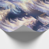 Blauwe en witte bomen moderne kerst cadeaupapier (Hoek)