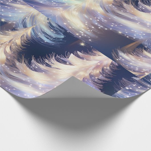 Blauwe en witte bomen moderne kerst cadeaupapier (Hoek)