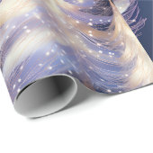 Blauwe en witte bomen moderne kerst cadeaupapier (Rol Hoek)