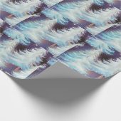 Blauwe en witte bomen moderne kerst cadeaupapier (Hoek)