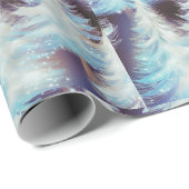 Blauwe en witte bomen moderne kerst cadeaupapier (Rol Hoek)