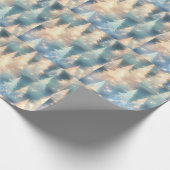 Blauwe en witte bomen moderne kerst cadeaupapier (Hoek)