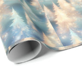 Blauwe en witte bomen moderne kerst cadeaupapier (Rol Hoek)