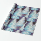 Blauwe en witte bomen moderne kerst cadeaupapier (Uitgerold)