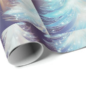 Blauwe en witte bomen moderne kerst cadeaupapier (Rol Hoek)
