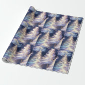 Blauwe en witte bomen moderne kerst cadeaupapier (Uitgerold)