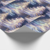 Blauwe en witte bomen moderne kerst cadeaupapier (Hoek)