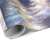 Blauwe en witte bomen moderne kerst cadeaupapier (Rol Hoek)