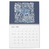 Blauwe en witte bosdieren Bossen Floral Delft Kalender (Mar 2026)