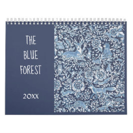 Blauwe en witte bosdieren Bossen Floral Delft Kalender