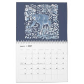 Blauwe en witte bosdieren Bossen Floral Delft Kalender (Mar 2027)