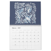 Blauwe en witte bosdieren Bossen Floral Delft Kalender (Feb 2027)