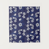 Blauwe en witte botanische bloemen wandkleed (Voorkant)