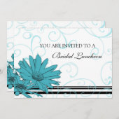 Blauwe en witte bridale nodulaire uitnodigingskaar kaart (Voorkant / Achterkant)