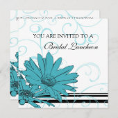 Blauwe en witte bridale nodulaire uitnodigingskaar kaart (Voorkant / Achterkant)