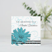 Blauwe en witte bridale nodulaire uitnodigingskaar kaart (Staand voorkant)