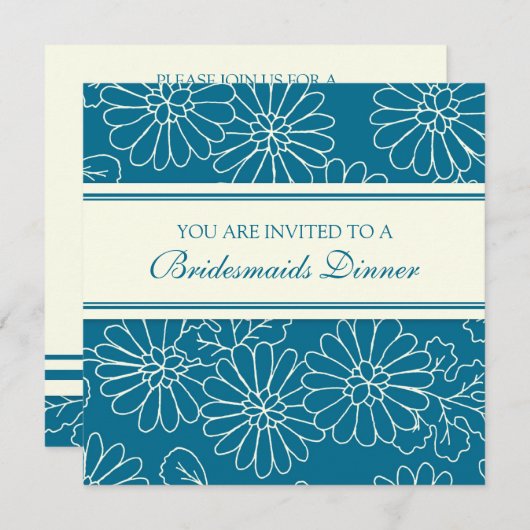 Blauwe en witte bruidsmaiden Binnenste Uitnodiging (Voorkant / Achterkant)