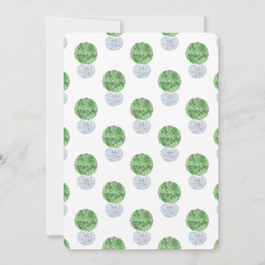 Blauwe en witte bruiloft Boxwood Engagement Party Kaart (Achterkant)