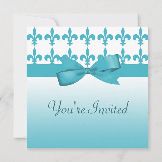 Blauwe en witte bruiloft kaart (Voorkant)