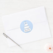 Blauwe en witte bruiloft ronde sticker (Envelop)