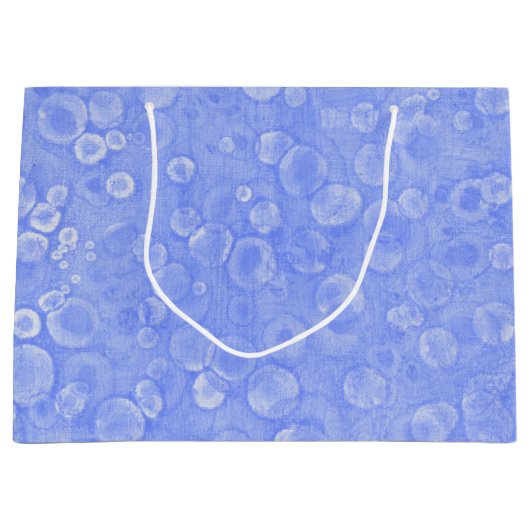 Blauwe en witte bubbels groot cadeauzakje (Voorkant)