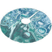 Blauwe en witte bubbels Vloeiende kunst Kerstboom Rok (Gekanteld)